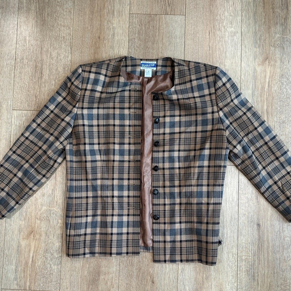 Vintage Pendleton 100% Virgin Wool Plaid Blazer Jacket USA Size 12